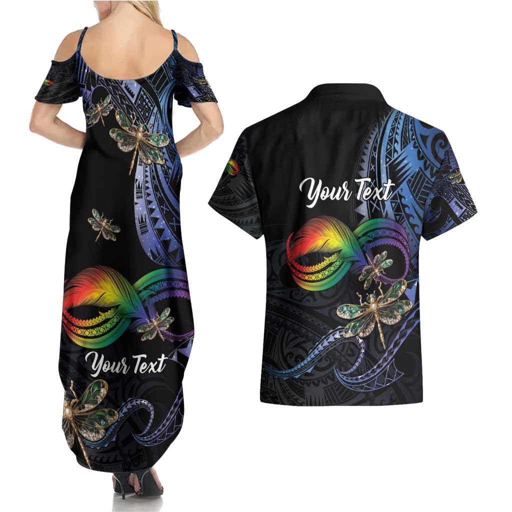 Personalised Polynesian Memorial Couples Matching Summer Maxi Dress and Hawaiian Shirt As Long As I Breathe You'll Be Remembered LT01 - Polynesian Pride