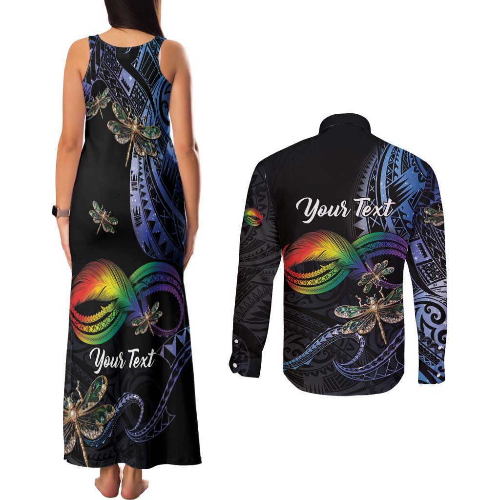 Personalised Polynesian Memorial Couples Matching Tank Maxi Dress and Long Sleeve Button Shirt As Long As I Breathe You'll Be Remembered LT01 - Polynesian Pride