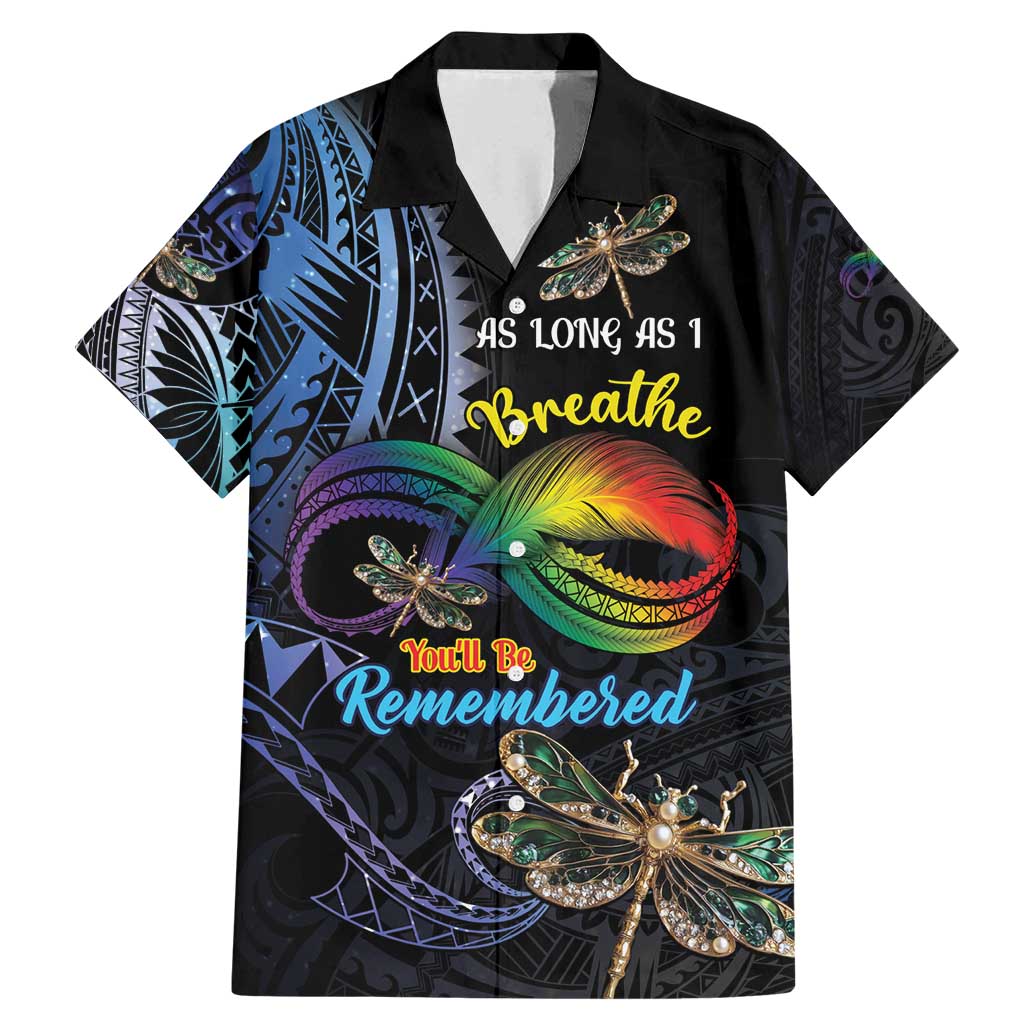 Personalised Polynesian Memorial Family Matching Mermaid Dress and Hawaiian Shirt As Long As I Breathe You'll Be Remembered LT01 Dad's Shirt - Short Sleeve Colorful - Polynesian Pride
