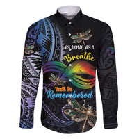 Personalised Polynesian Memorial Family Matching Off Shoulder Maxi Dress and Hawaiian Shirt As Long As I Breathe You'll Be Remembered LT01 Dad's Shirt - Long Sleeve Colorful - Polynesian Pride
