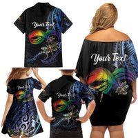 Personalised Polynesian Memorial Family Matching Off Shoulder Short Dress and Hawaiian Shirt As Long As I Breathe You'll Be Remembered LT01 - Polynesian Pride