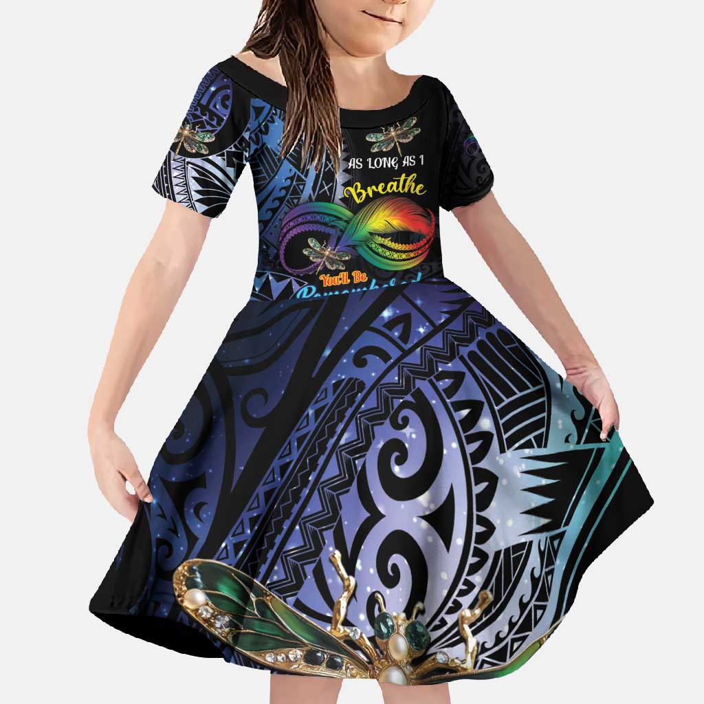 Personalised Polynesian Memorial Family Matching Summer Maxi Dress and Hawaiian Shirt As Long As I Breathe You'll Be Remembered LT01 Daughter's Dress Colorful - Polynesian Pride
