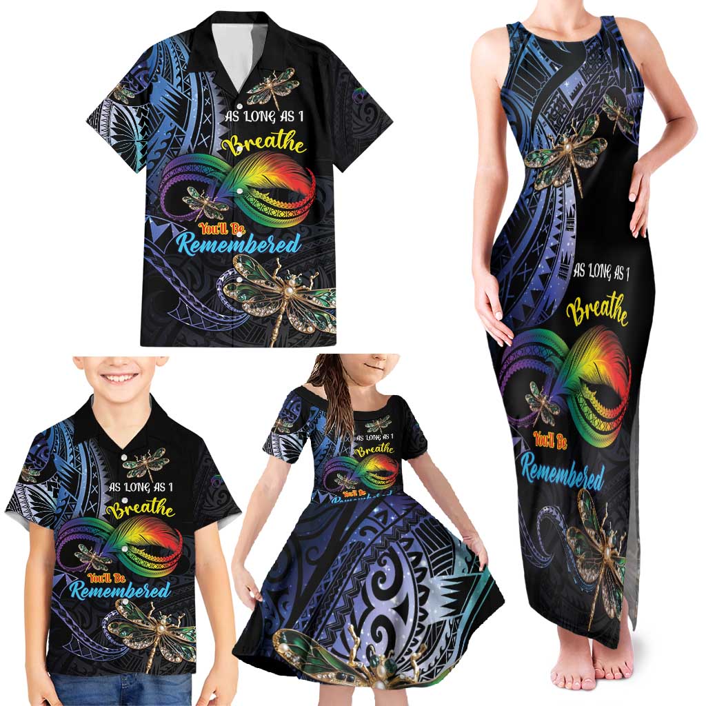Personalised Polynesian Memorial Family Matching Tank Maxi Dress and Hawaiian Shirt As Long As I Breathe You'll Be Remembered LT01 - Polynesian Pride