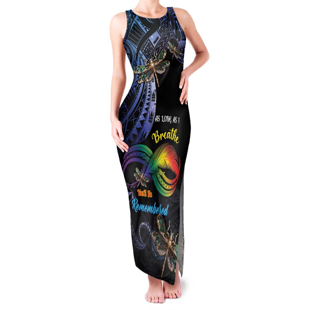 Personalised Polynesian Memorial Family Matching Tank Maxi Dress and Hawaiian Shirt As Long As I Breathe You'll Be Remembered LT01 Mom's Dress Colorful - Polynesian Pride