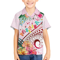 Pasifika Festival Family Matching Puletasi and Hawaiian Shirt Tribal Pattern Tropical Style LT01 Son's Shirt Pink - Polynesian Pride