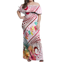 Pasifika Festival Off Shoulder Maxi Dress Tribal Pattern Tropical Style LT01 Women Pink - Polynesian Pride