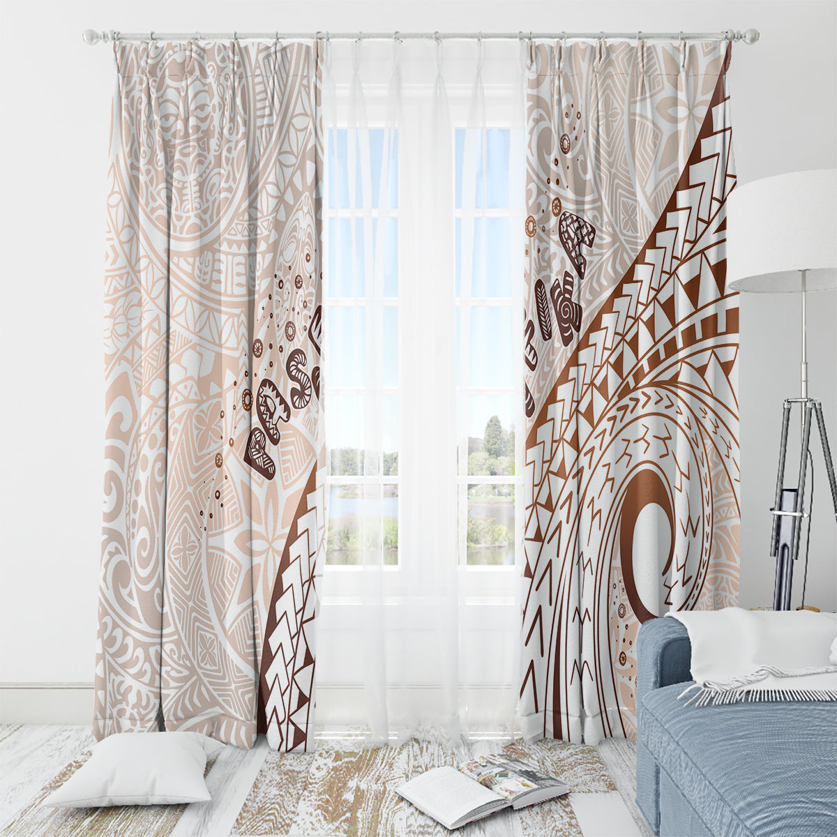 Pasifika Festival Window Curtain Vintage Tribal Pattern