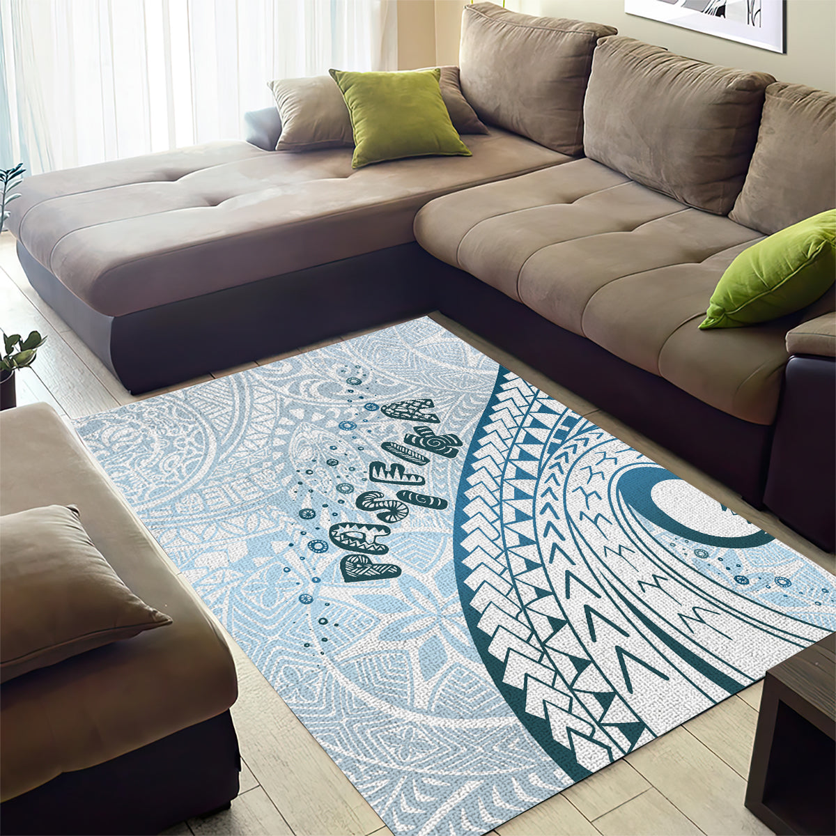 Pasifika Festival Area Rug Tribal Pattern Blue Version