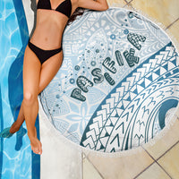Pasifika Festival Beach Blanket Tribal Pattern Blue Version