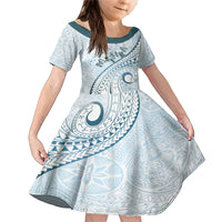 Pasifika Festival Family Matching Mermaid Dress and Hawaiian Shirt Tribal Pattern Blue Version LT01 Daughter's Dress Blue - Polynesian Pride