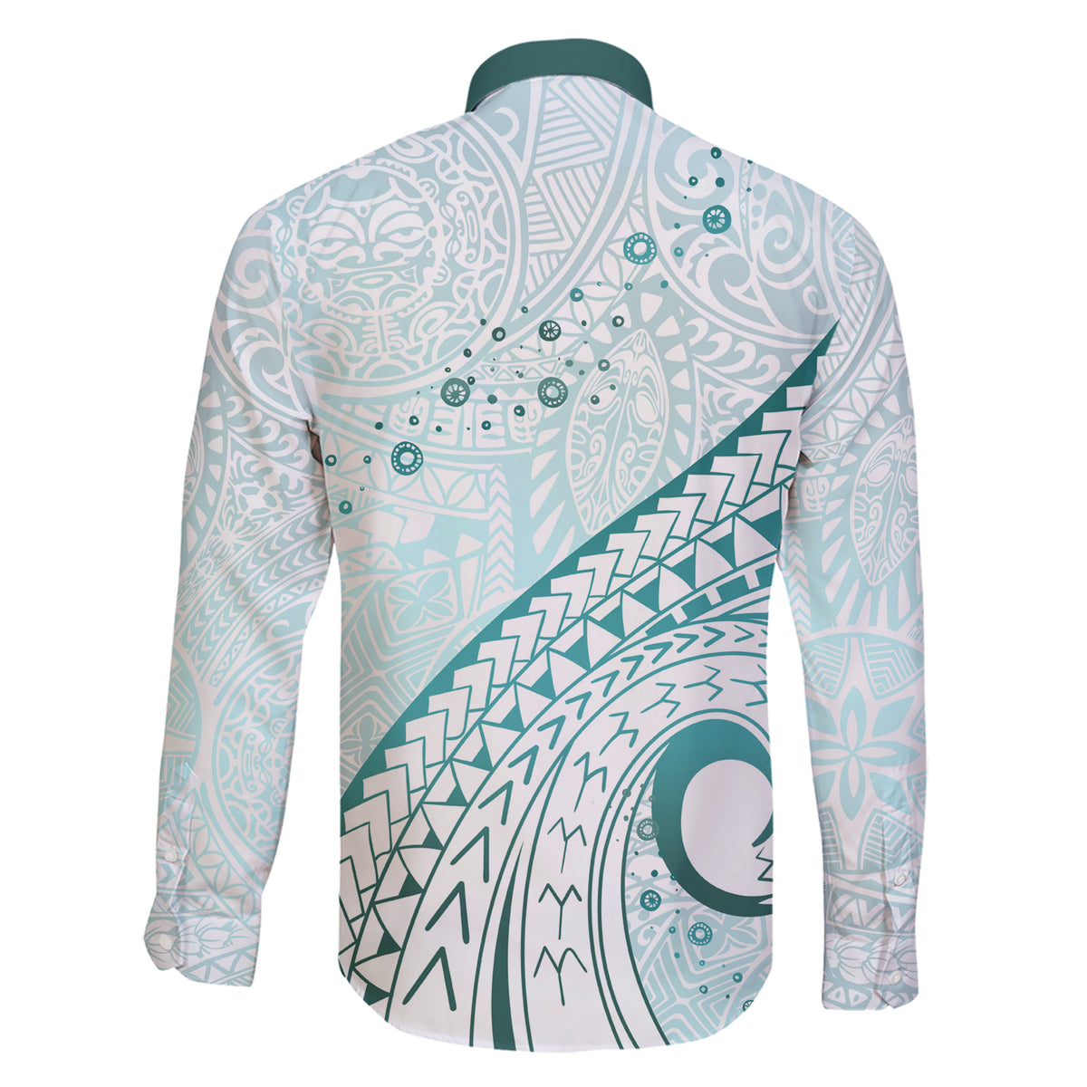 Pasifika Festival Family Matching Short Sleeve Bodycon Dress and Hawaiian Shirt Tribal Pattern Teal Version LT01 - Polynesian Pride