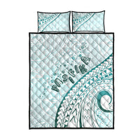 Pasifika Festival Quilt Bed Set Tribal Pattern Teal Version