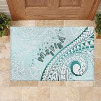 Pasifika Festival Rubber Doormat Tribal Pattern Teal Version