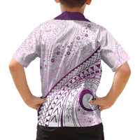 Pasifika Festival Family Matching Off Shoulder Maxi Dress and Hawaiian Shirt Tribal Pattern Lilac Version LT01 - Polynesian Pride