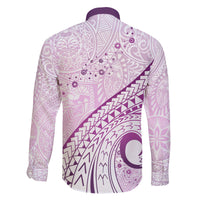 Pasifika Festival Family Matching Off Shoulder Maxi Dress and Hawaiian Shirt Tribal Pattern Lilac Version LT01 - Polynesian Pride