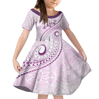 Pasifika Festival Kid Short Sleeve Dress Tribal Pattern Lilac Version LT01 KID Purple - Polynesian Pride