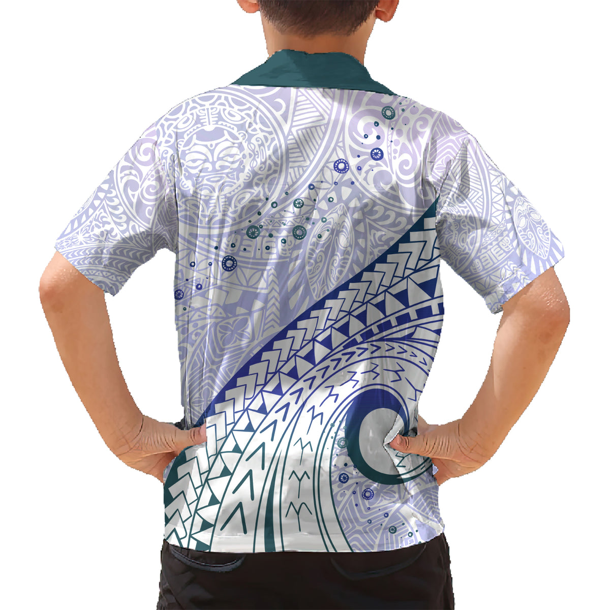 Pasifika Festival Kid Hawaiian Shirt Tribal Pattern Violet Version LT01 - Polynesian Pride
