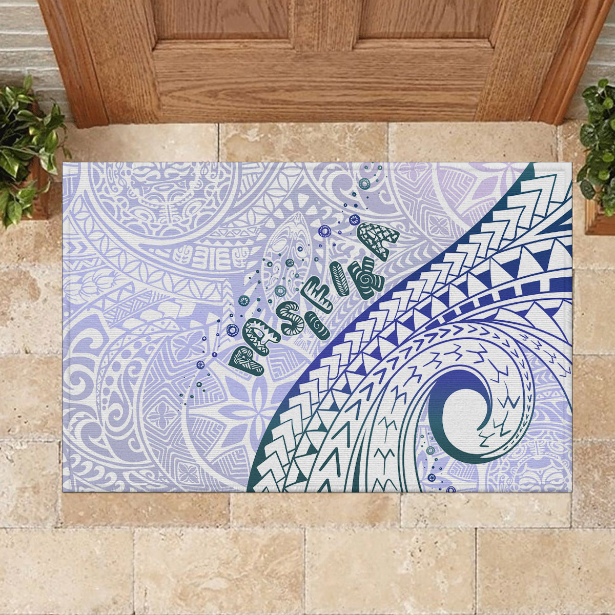 Pasifika Festival Rubber Doormat Tribal Pattern Violet Version
