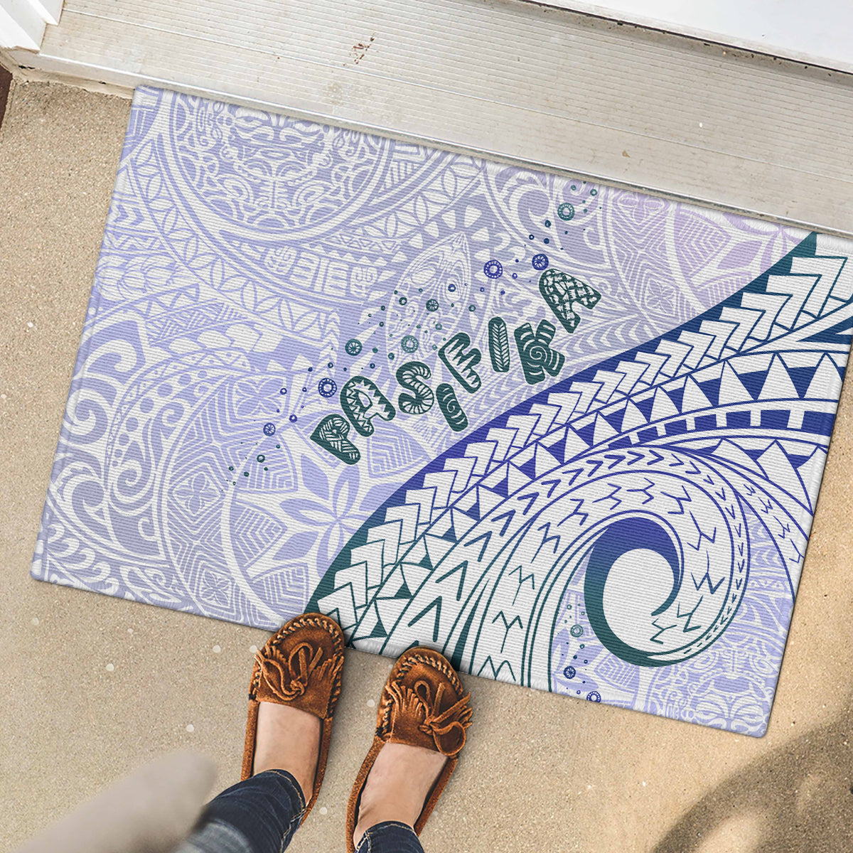 Pasifika Festival Rubber Doormat Tribal Pattern Violet Version