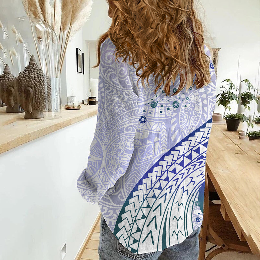 Pasifika Festival Women Casual Shirt Tribal Pattern Violet Version LT01 - Polynesian Pride