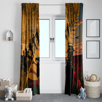 ANZAC Day 2024 Window Curtain Silver Fern With A Trumpet Soldier