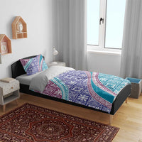 Hawaiian Quilt Pattern Bedding Set Purple Blue Color Mixed - Polynesian Pride