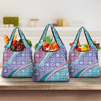 Hawaiian Quilt Pattern Grocery Bag Purple Blue Color Mixed - Polynesian Pride