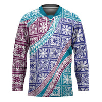 Hawaiian Quilt Pattern Hockey Jersey Purple Blue Color Mixed - Polynesian Pride