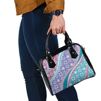 Hawaiian Quilt Pattern Shoulder Handbag Purple Blue Color Mixed - Polynesian Pride