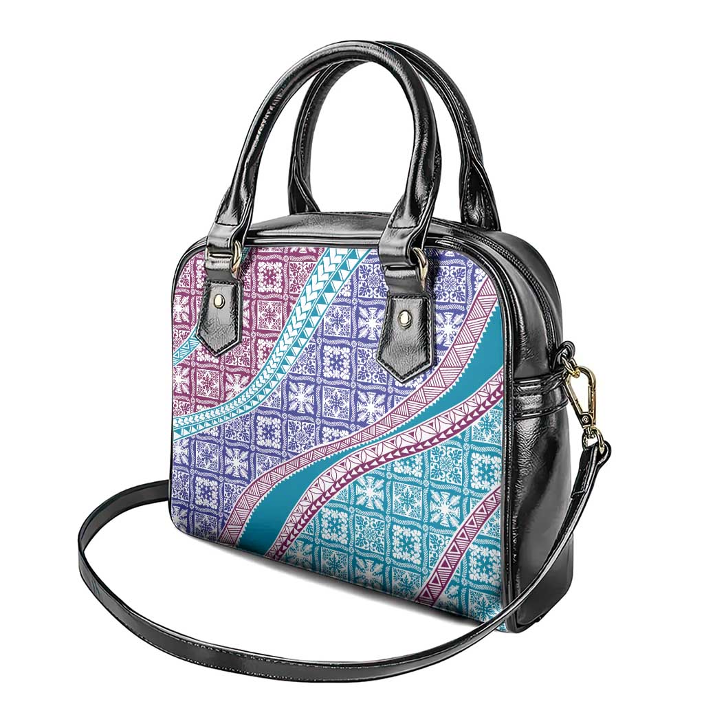 Hawaiian Quilt Pattern Shoulder Handbag Purple Blue Color Mixed - Polynesian Pride