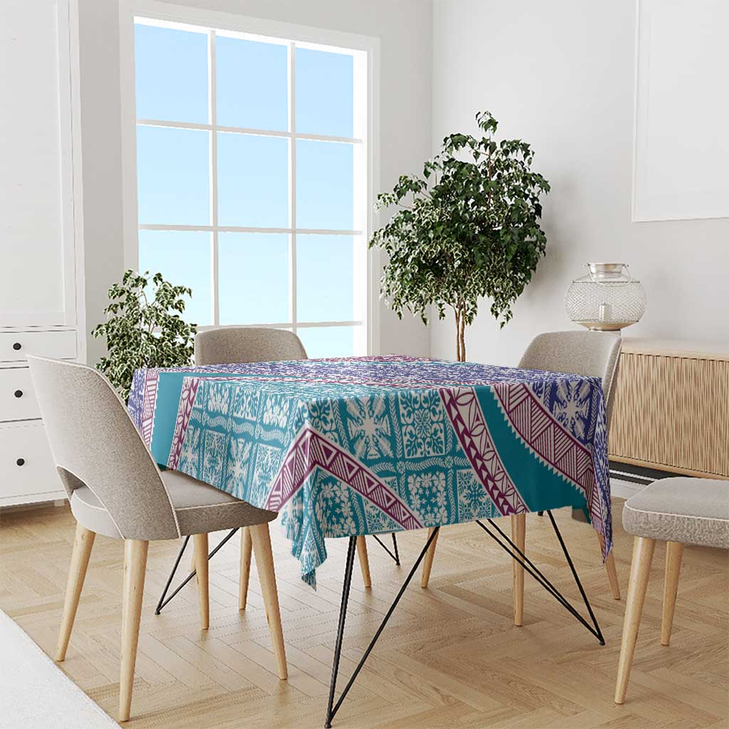 Hawaiian Quilt Pattern Tablecloth Purple Blue Color Mixed - Polynesian Pride