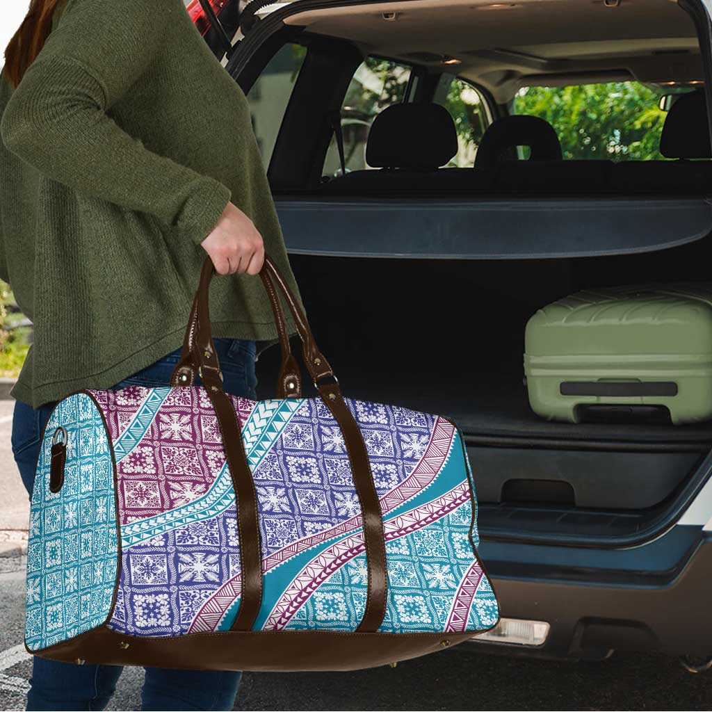 Hawaiian Quilt Pattern Travel Bag Purple Blue Color Mixed - Polynesian Pride