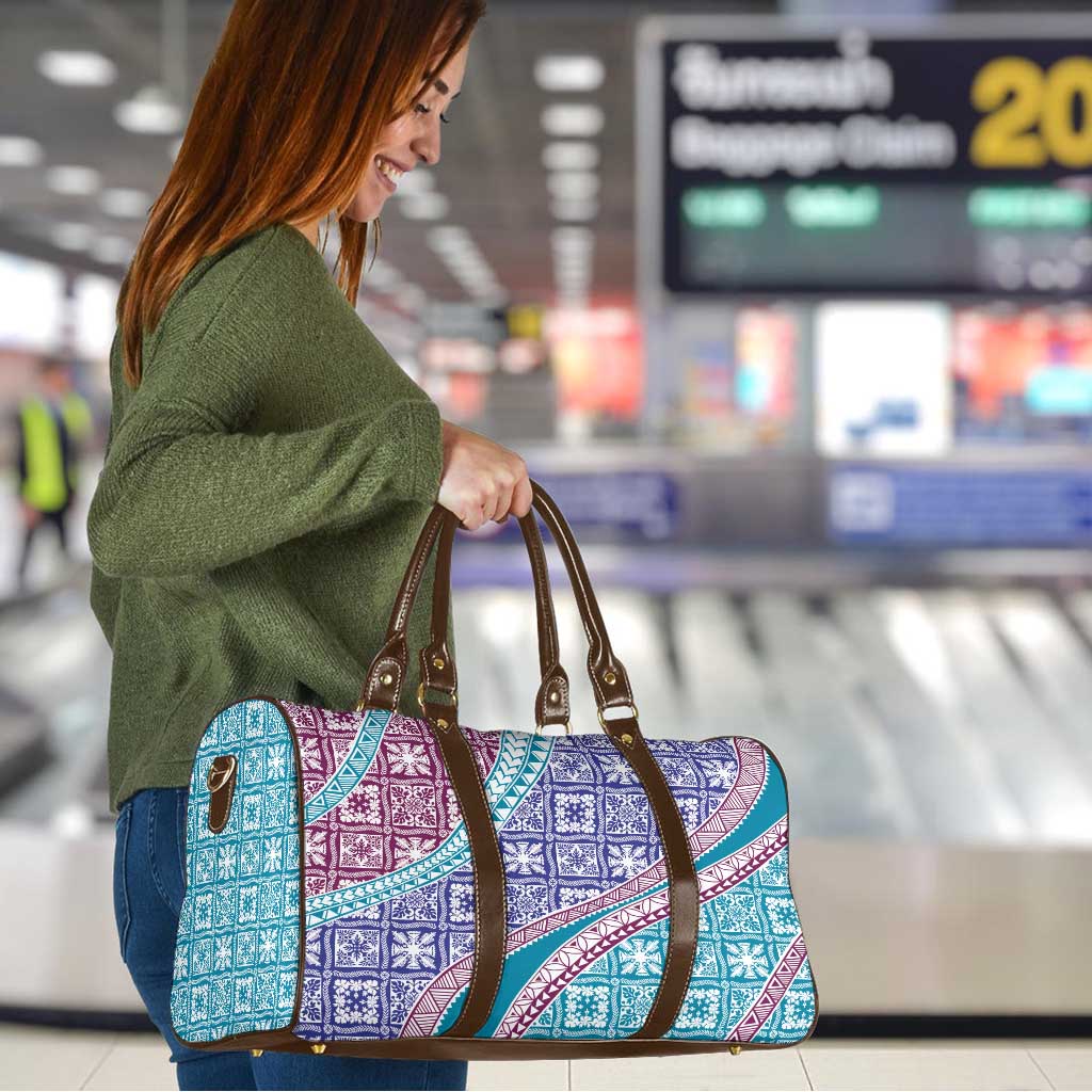 Hawaiian Quilt Pattern Travel Bag Purple Blue Color Mixed - Polynesian Pride