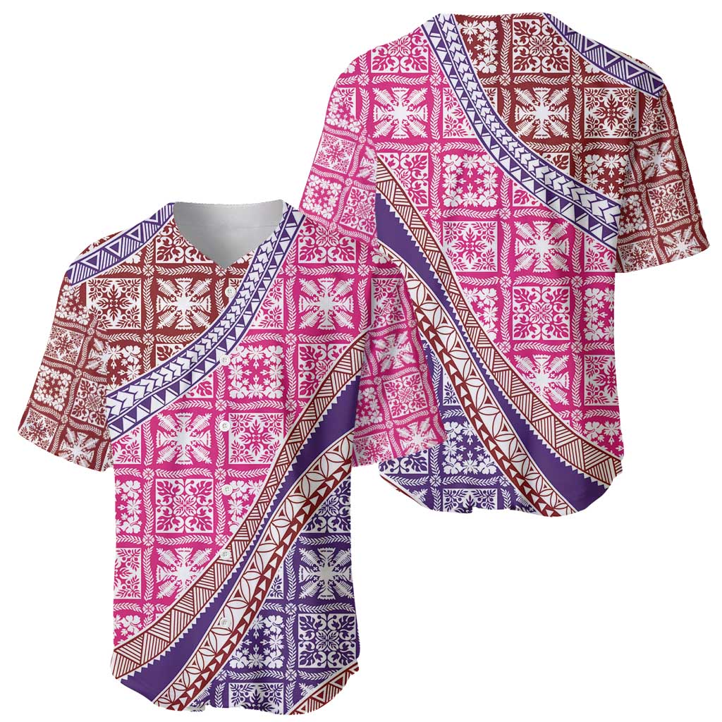 Hawaiian Quilt Pattern Baseball Jersey Sweet Color Mixed - Polynesian Pride