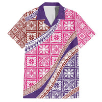 Hawaiian Quilt Pattern Family Matching Long Sleeve Bodycon Dress and Hawaiian Shirt Sweet Color Mixed LT01 Dad's Shirt - Short Sleeve Pink - Polynesian Pride