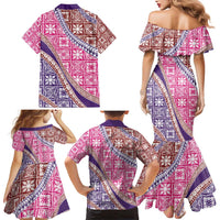 Hawaiian Quilt Pattern Family Matching Mermaid Dress and Hawaiian Shirt Sweet Color Mixed LT01 - Polynesian Pride