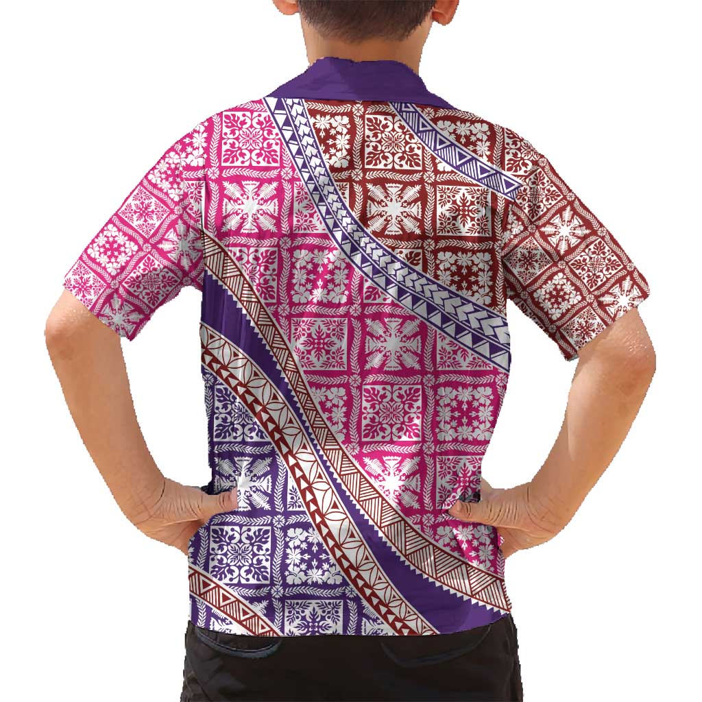 Hawaiian Quilt Pattern Family Matching Off Shoulder Maxi Dress and Hawaiian Shirt Sweet Color Mixed LT01 - Polynesian Pride