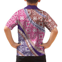 Hawaiian Quilt Pattern Family Matching Off Shoulder Maxi Dress and Hawaiian Shirt Sweet Color Mixed LT01 - Polynesian Pride