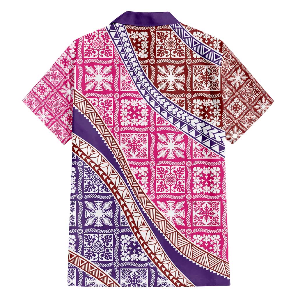 Hawaiian Quilt Pattern Family Matching Off Shoulder Short Dress and Hawaiian Shirt Sweet Color Mixed LT01 - Polynesian Pride