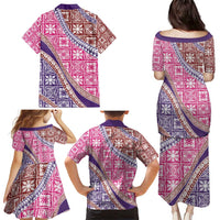 Hawaiian Quilt Pattern Family Matching Puletasi and Hawaiian Shirt Sweet Color Mixed - Polynesian Pride