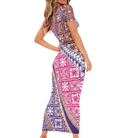 Hawaiian Quilt Pattern Family Matching Short Sleeve Bodycon Dress and Hawaiian Shirt Sweet Color Mixed LT01 - Polynesian Pride