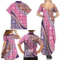 Hawaiian Quilt Pattern Family Matching Summer Maxi Dress and Hawaiian Shirt Sweet Color Mixed LT01 - Polynesian Pride