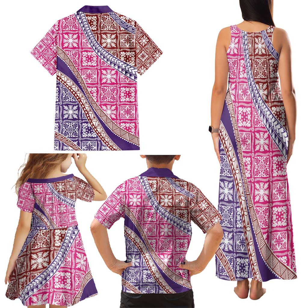 Hawaiian Quilt Pattern Family Matching Tank Maxi Dress and Hawaiian Shirt Sweet Color Mixed LT01 - Polynesian Pride