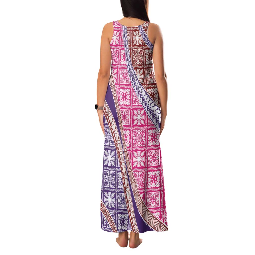 Hawaiian Quilt Pattern Family Matching Tank Maxi Dress and Hawaiian Shirt Sweet Color Mixed LT01 - Polynesian Pride
