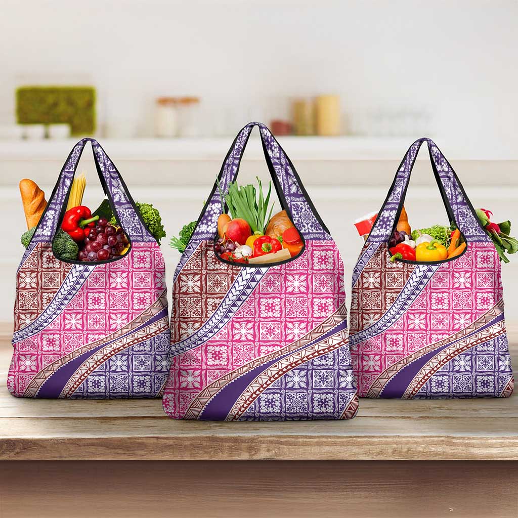 Hawaiian Quilt Pattern Grocery Bag Sweet Color Mixed - Polynesian Pride