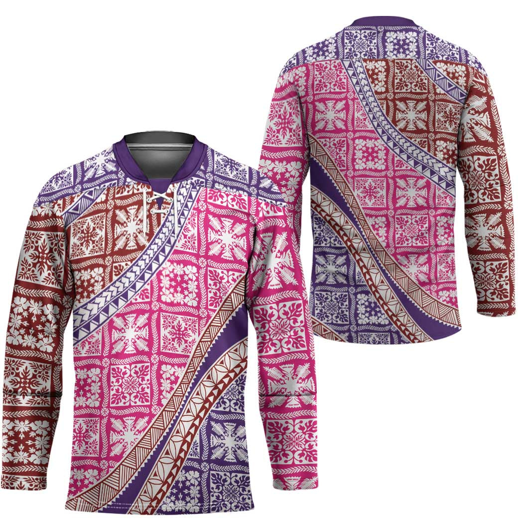 Hawaiian Quilt Pattern Hockey Jersey Sweet Color Mixed - Polynesian Pride