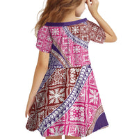 Hawaiian Quilt Pattern Kid Short Sleeve Dress Sweet Color Mixed LT01 - Polynesian Pride