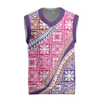 Hawaiian Quilt Pattern Christmas Knitted V-Neck Vest Sweet Color Mixed LT01 Pink - Polynesian Pride