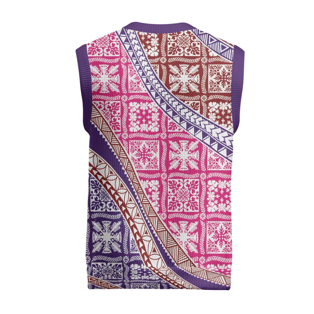 Hawaiian Quilt Pattern Christmas Knitted V-Neck Vest Sweet Color Mixed LT01 - Polynesian Pride