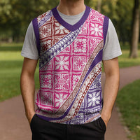 Hawaiian Quilt Pattern Christmas Knitted V-Neck Vest Sweet Color Mixed LT01 - Polynesian Pride